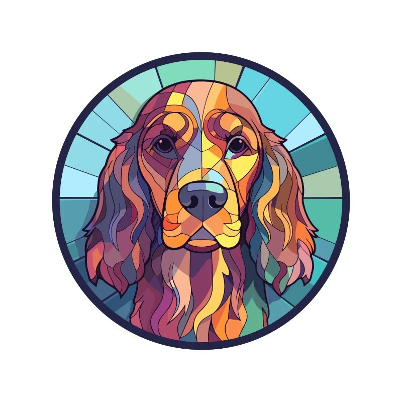 Cocker anglais Spaniel chien vitrail coloré