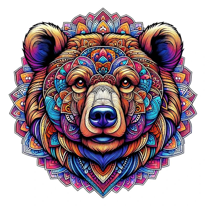 Ours décoré de Mandalas