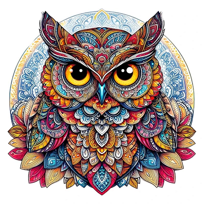 Owl decorated with Mandalas