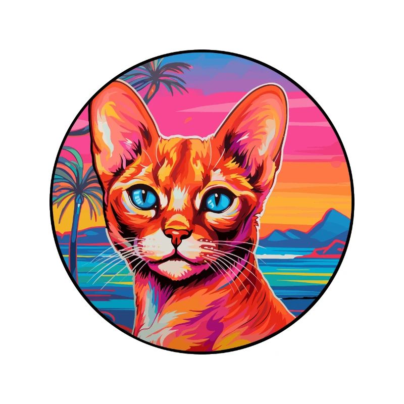 Red Devon Rex Cat Race Aquarelle Dessin Animé Kawaii