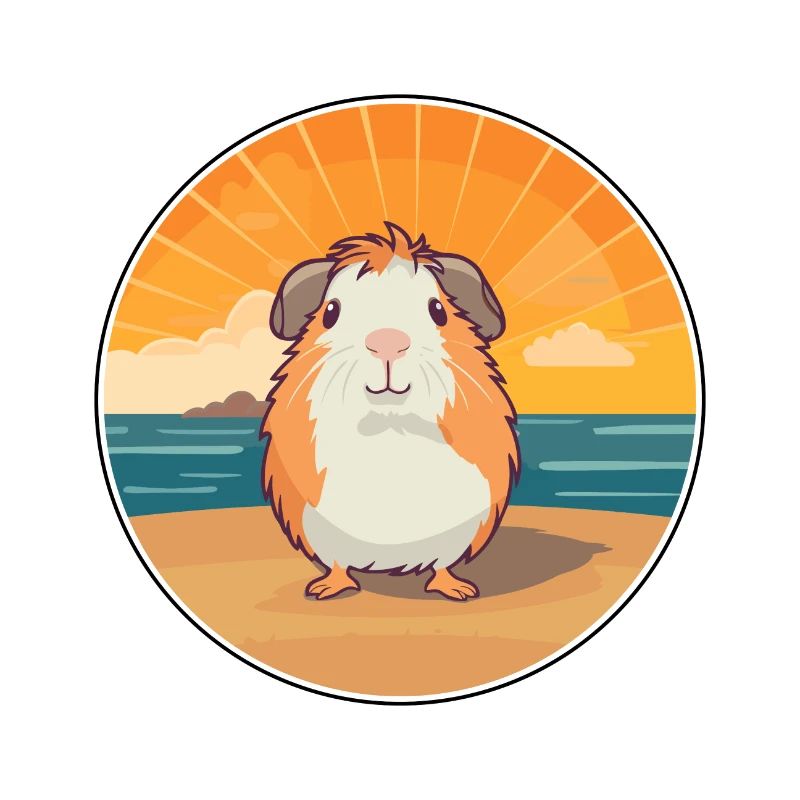 Cochon d'Inde drôle de dessin animé Kawaii plage Illustration