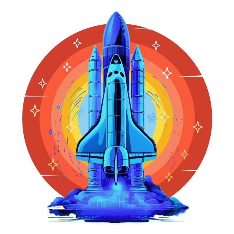 BLUE SPACE SHUTTLE RETRO VINTAGE
