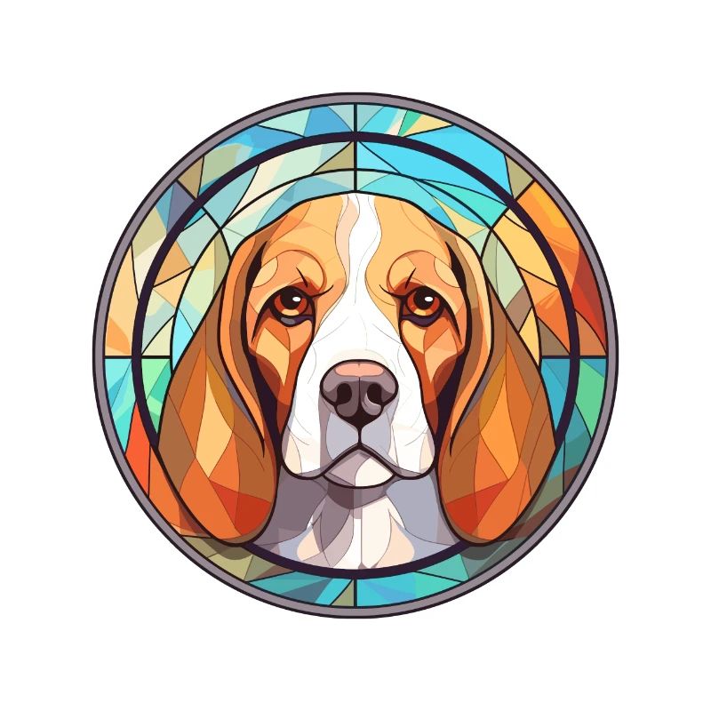 Beagle chien race vitrail aquarelle colorée