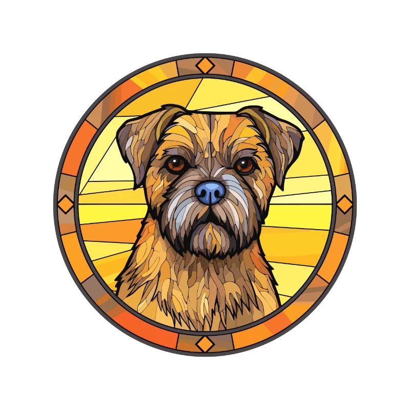 Border Terrier Hunderasse Buntes Glas Bunt Wa