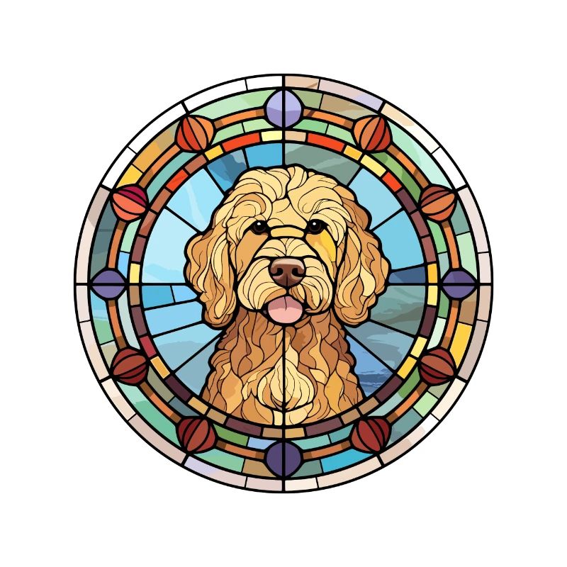 Goldendoodle Hunderasse Buntes Glas