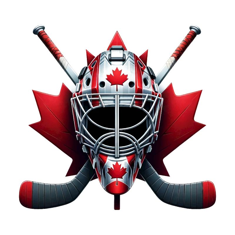 Dessin de hockey sur glace du Canada avec drapeau