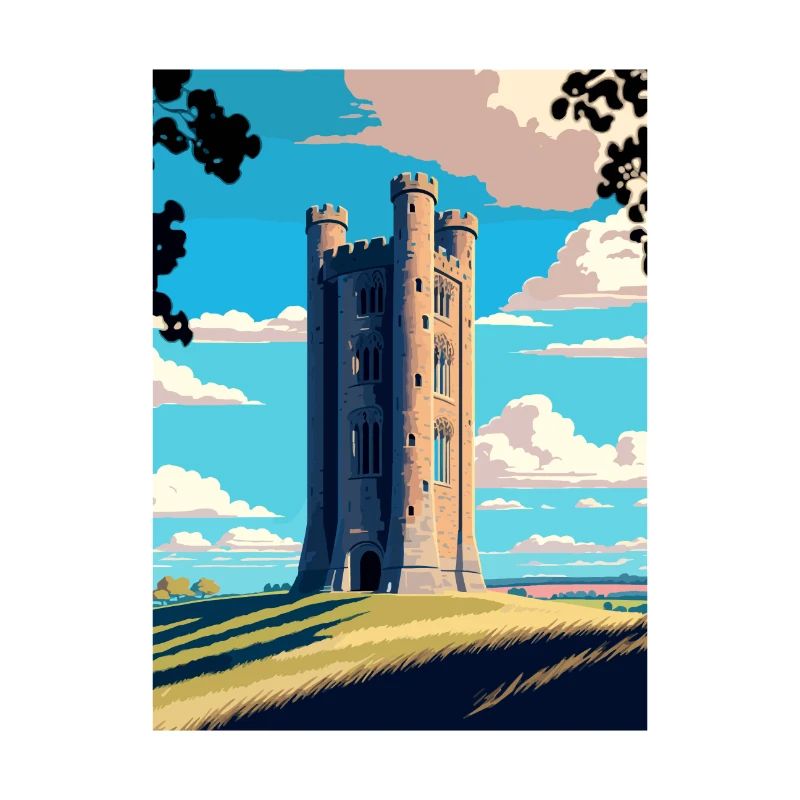 Broadway Tower Angleterre Cotswold affiche de voyage