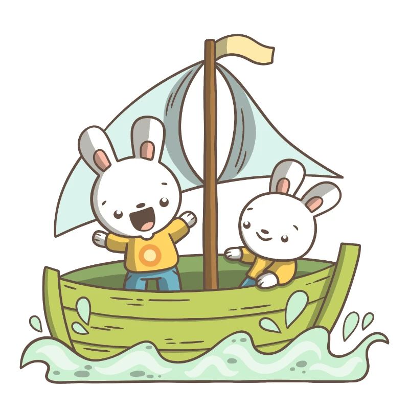 Zwei Hasen auf einem Boot