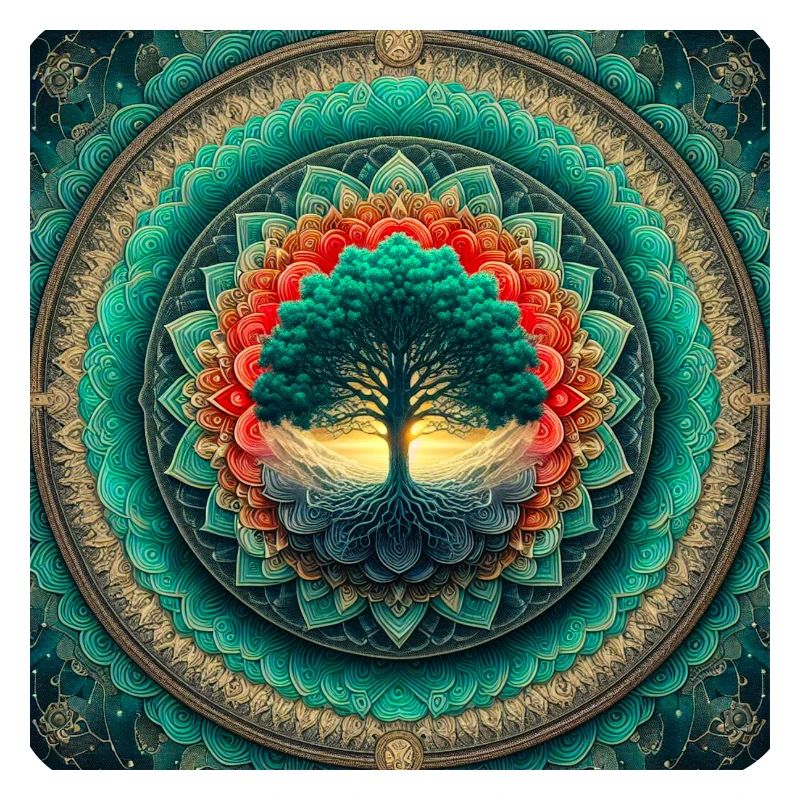 Arbre dans le mandala de lumière