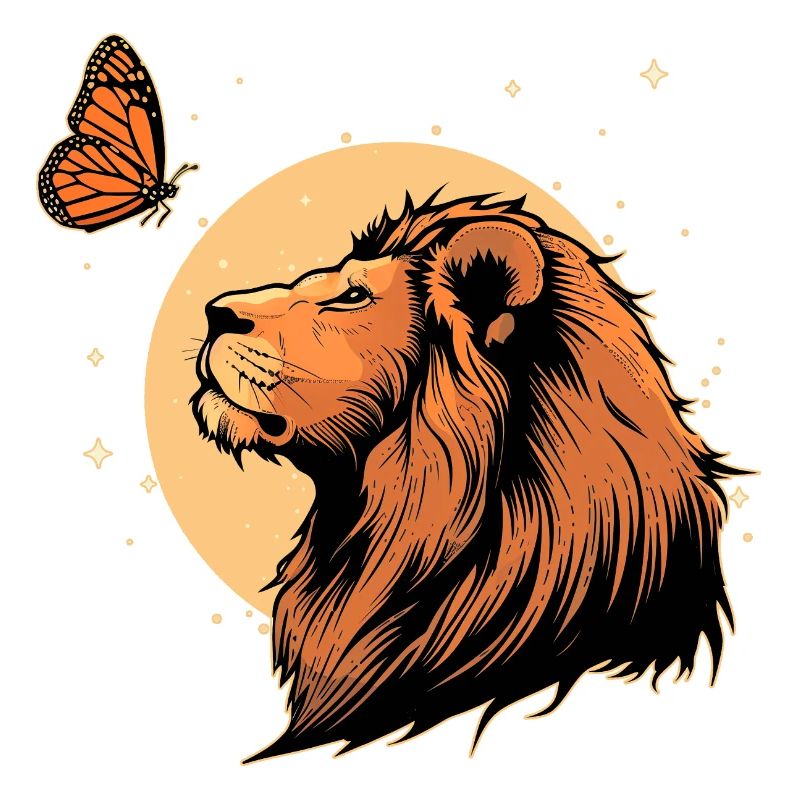 Lion with butterfly