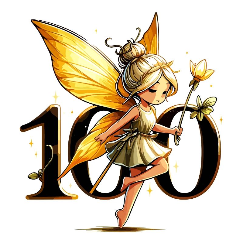 100 ans fée elfe mignon cadeau d’anniversaire or