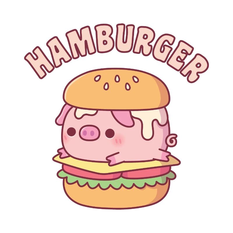 Mignon cochon hamburger jeu de mots drôle