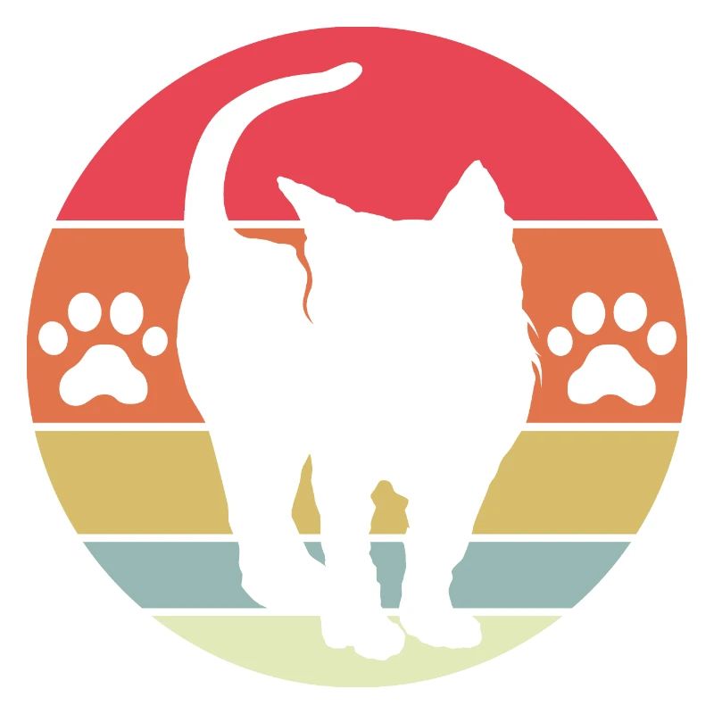 Illustration vintage d’icône de logo mignon de chat rétro