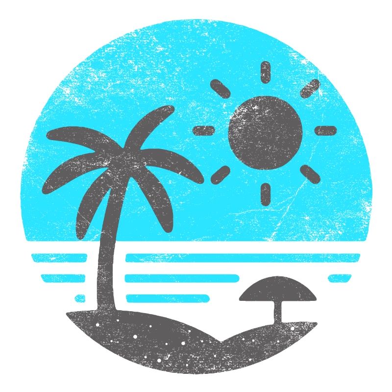 Vintage Plage Bleu Gris