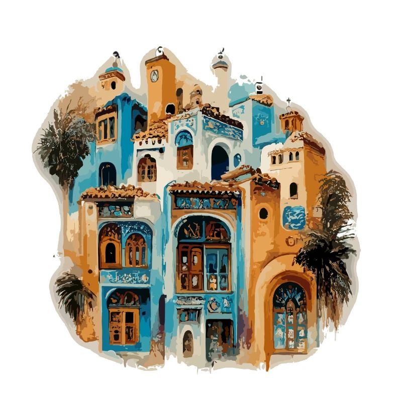 Incantevole edificio moresco nei toni del blu