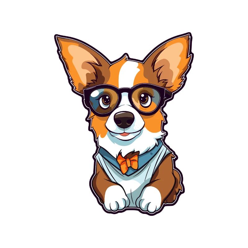 Strickjacke Welsh Corgi Hunderasse Aquarell Karikatur