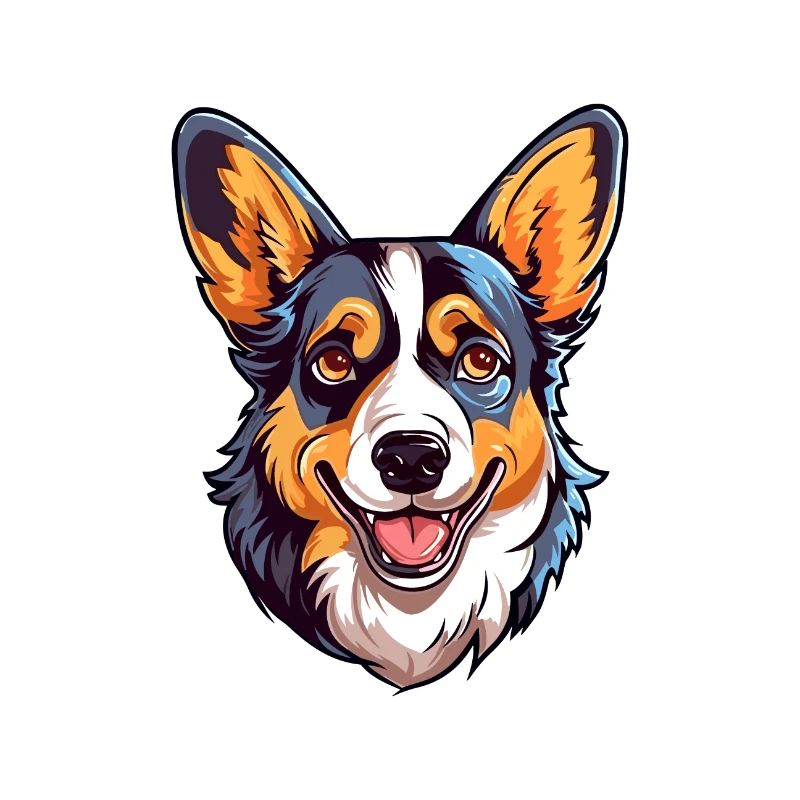 Strickjacke Welsh Corgi Hunderasse Aquarell Karikatur