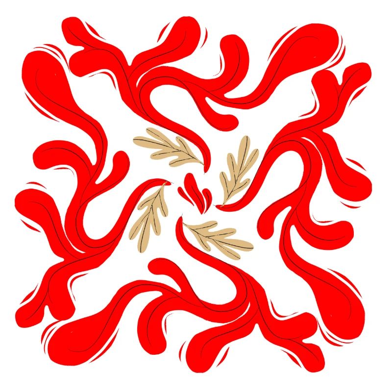 Red Floral Vines Pattern