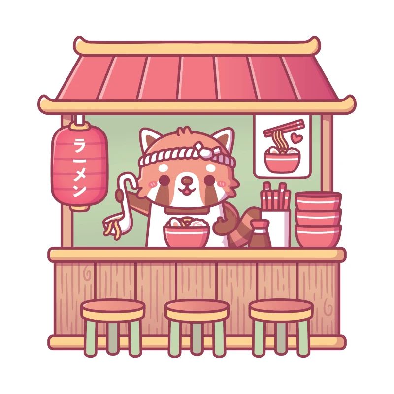 Boutique de ramen panda roux mignon