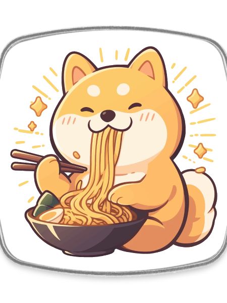 Dog eating Ramen