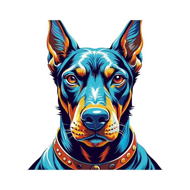 Dobermann Hunderasse Bunte Karikatur Kawaii