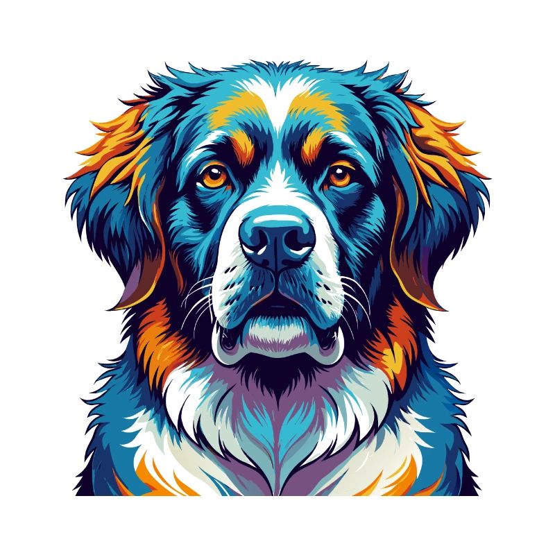 Chien de garde de Moscou race Coloré Dessin animé Kawaii