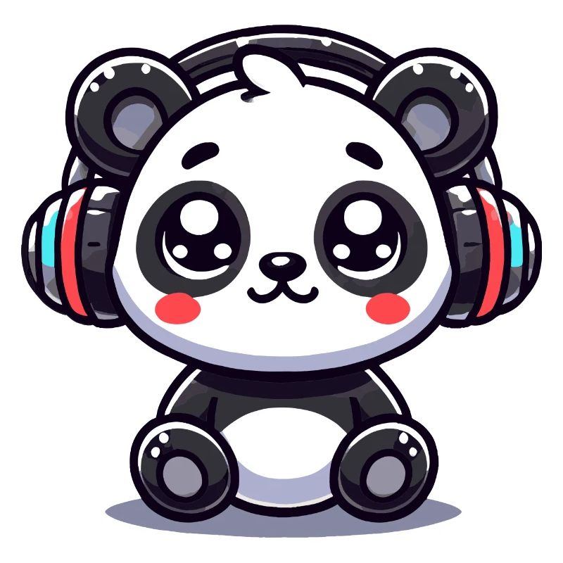 Cute Panda Headphone Motif