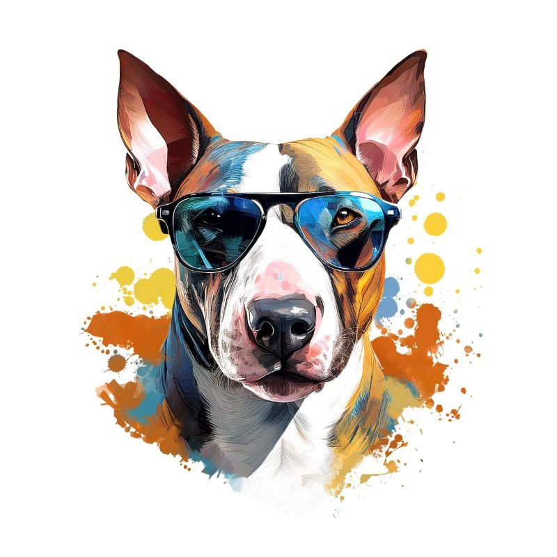 Bull terrier avec lunettes de soleil