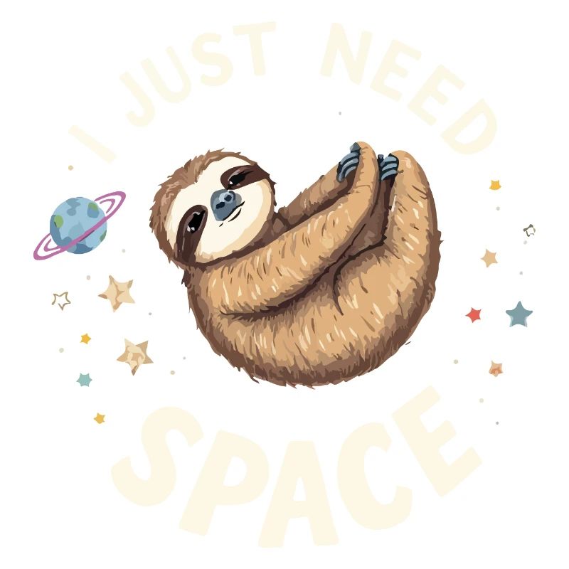 Sloth in Space Cartoon Design