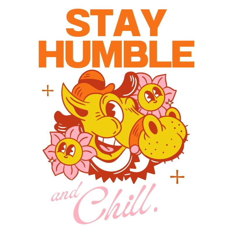 Restez humble et détendez-vous - Conception de dessin animé rétro