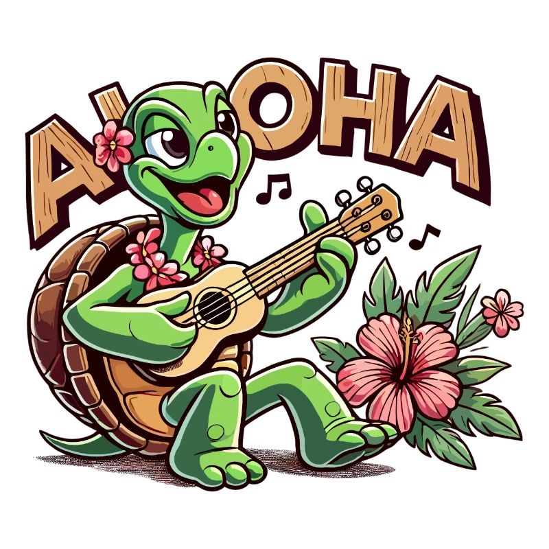 Aloha Turtle Ukulele Hawaii Hibiscus Cadeau