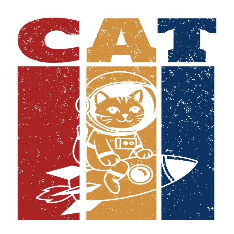 Chat astronaute design rétro