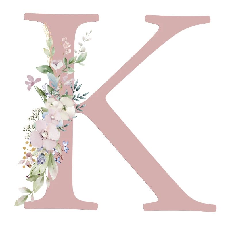 K Monogram, Floral, Personalizable