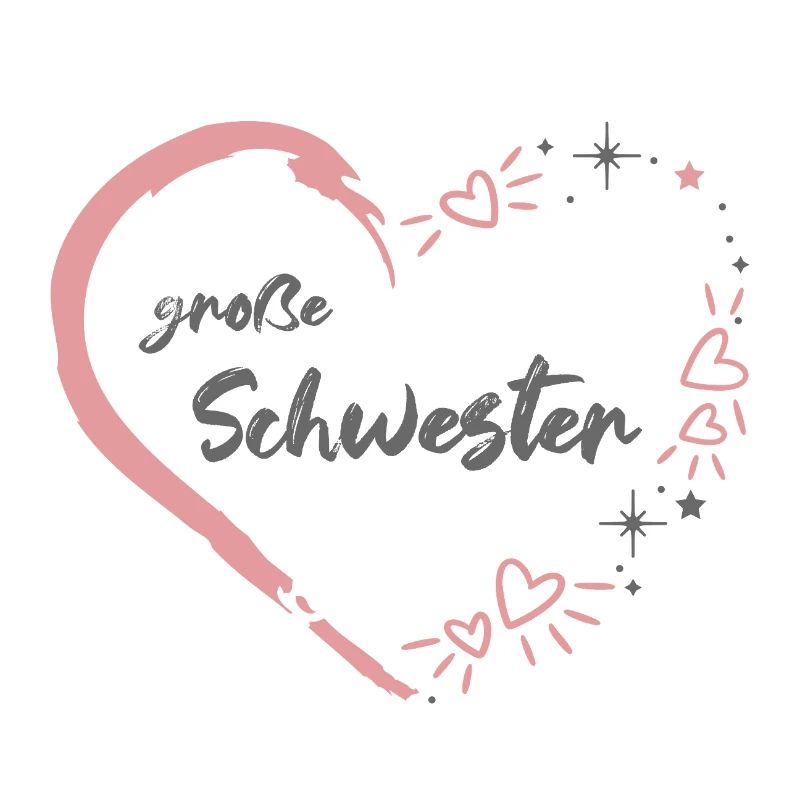 große Schwester rosa grau Herz