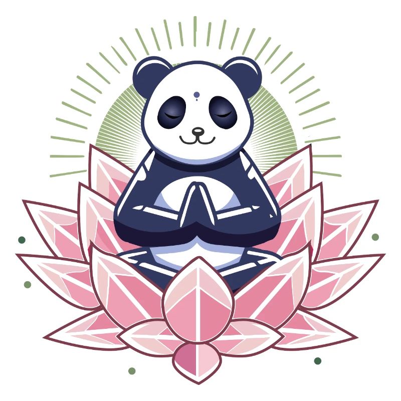Meditierender Panda auf Lotusblüte