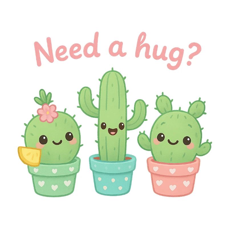 Cute Cacti "Need a Hug?"