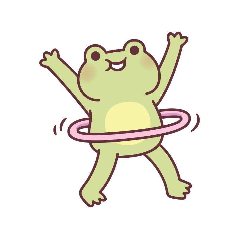 Cute Frog Playing With Hoop