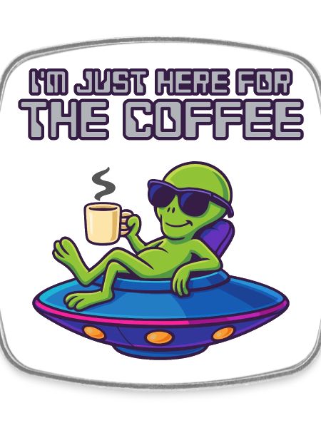 Coffee-loving alien in UFO