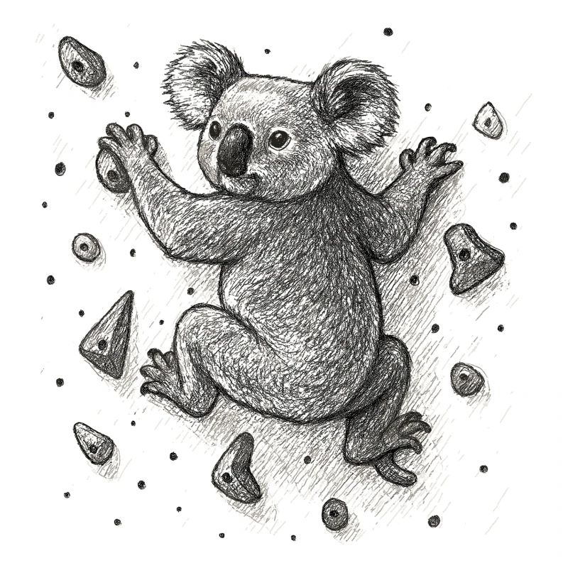 Bouldern Koala Bär Klettern Zeichnung Geschenk