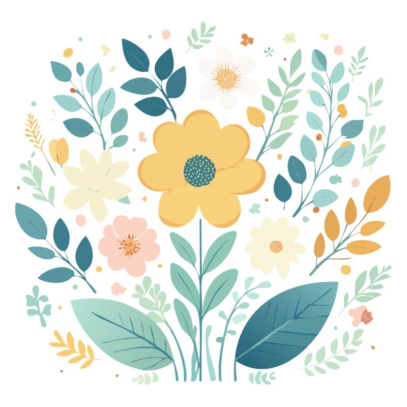 Gentle Pastel Floral Bloom - Boho Botanical