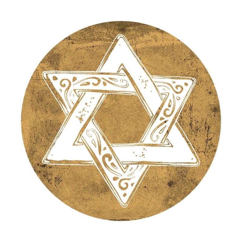 Étoile de David ornée en cercle doré