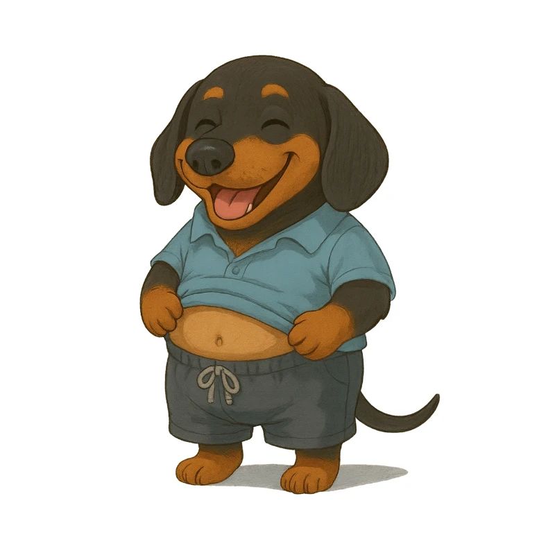 Dachshund with affluent belly
