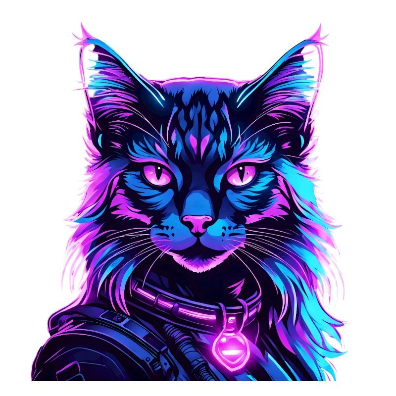 Neon Space Cat Cat Portrait