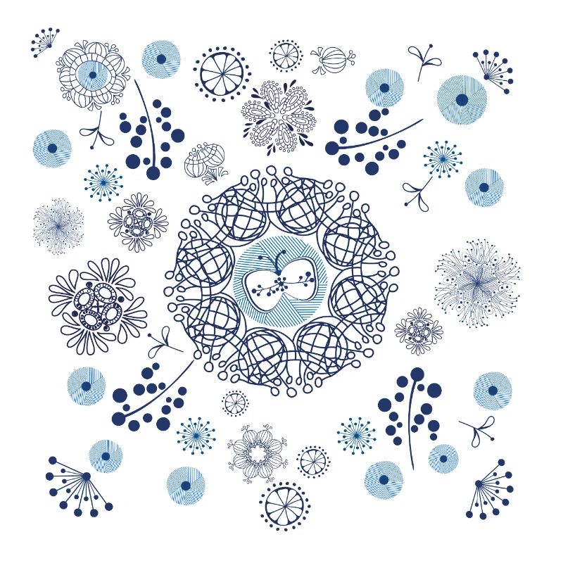 Abstract Winter Floral Pattern in Blue
