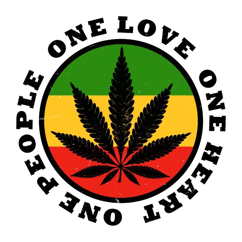 Peace and Love Rasta Leaf Design