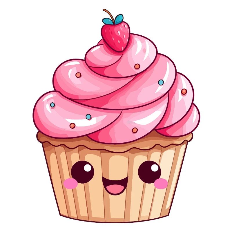 Conception mignonne de cupcake tourbillon de fraises