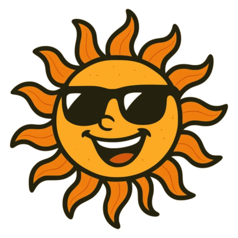Sonne mit schwarzer Sonnenbrille
