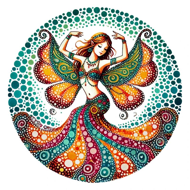 Vibrant Butterfly Belly Dancer