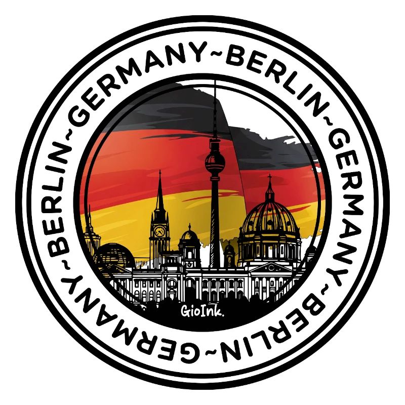 Berliner Skyline mit deutschen Flaggenfarben