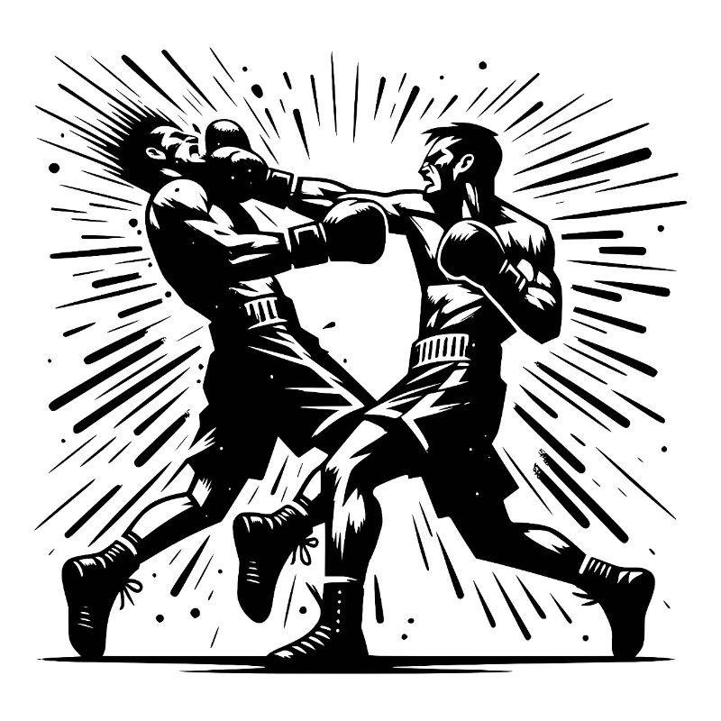 Action de boxe rétro Le coup de poing décisif